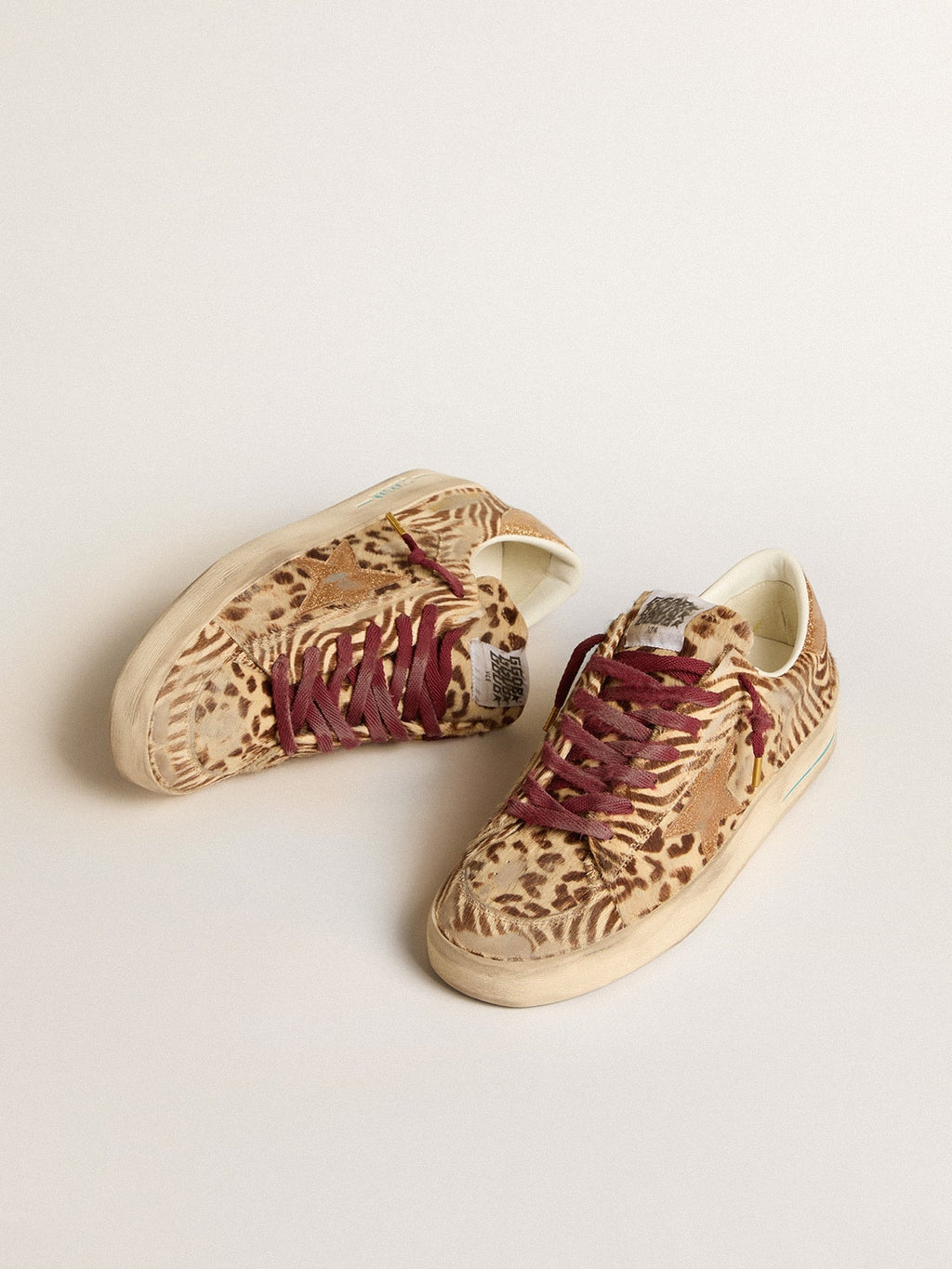 Men's Stardan LTD in animal-print pony skin with gold glitter star| Golden Goose