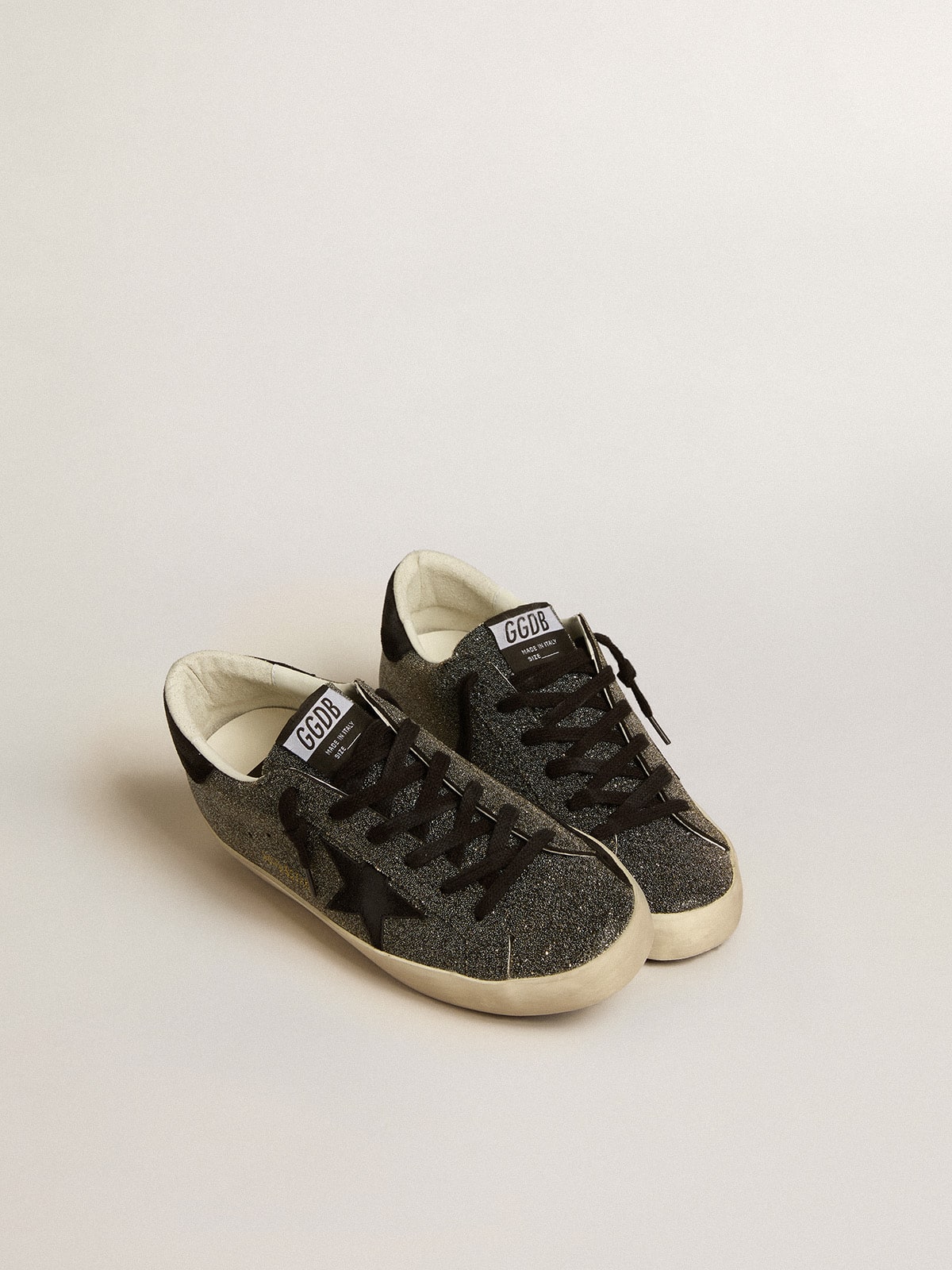 Women's Super-Star in black Swarovski crystals with black suede star| Golden Goose