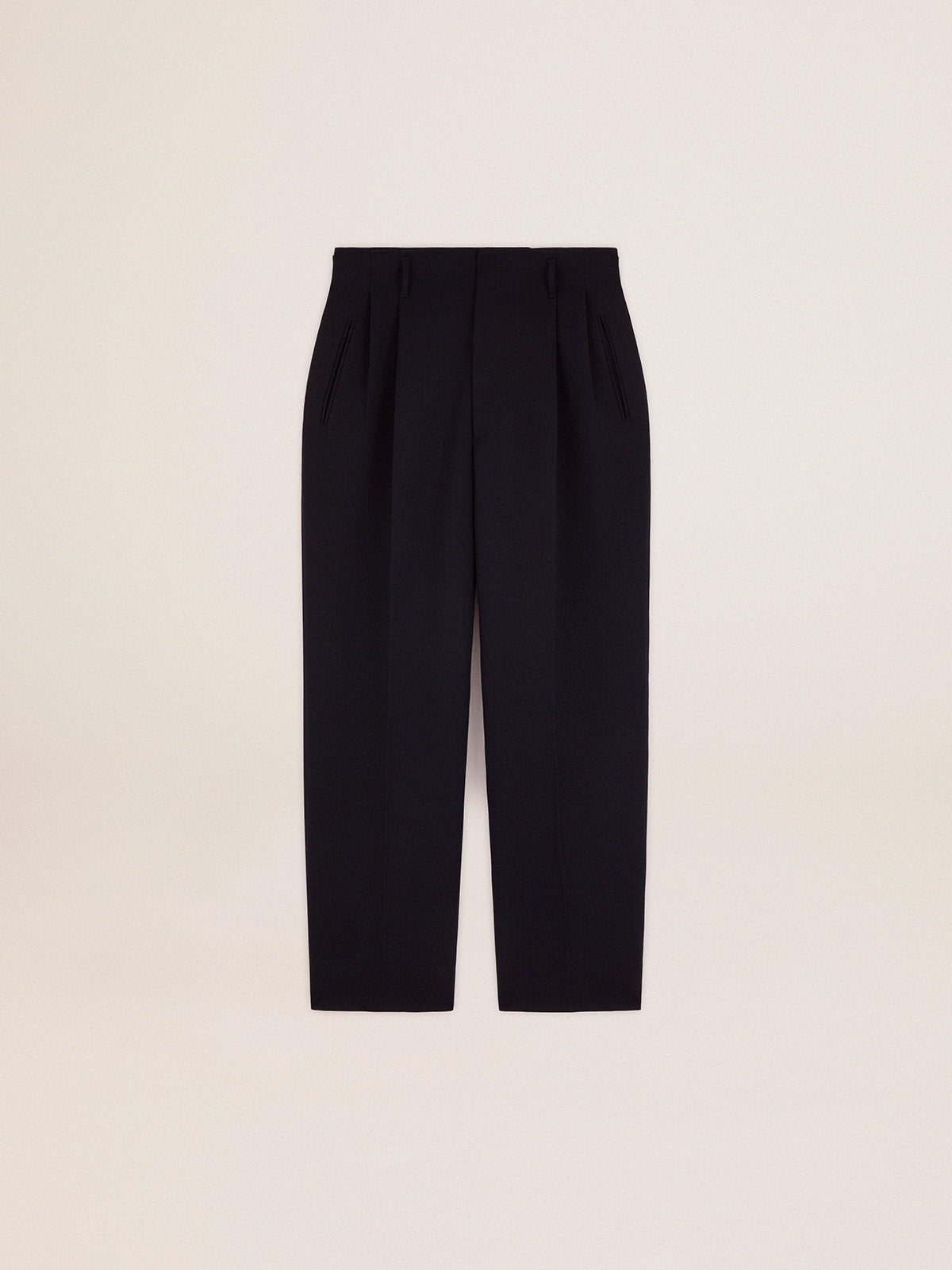 Men's wide leg pants in dark blue wool| Golden Goose