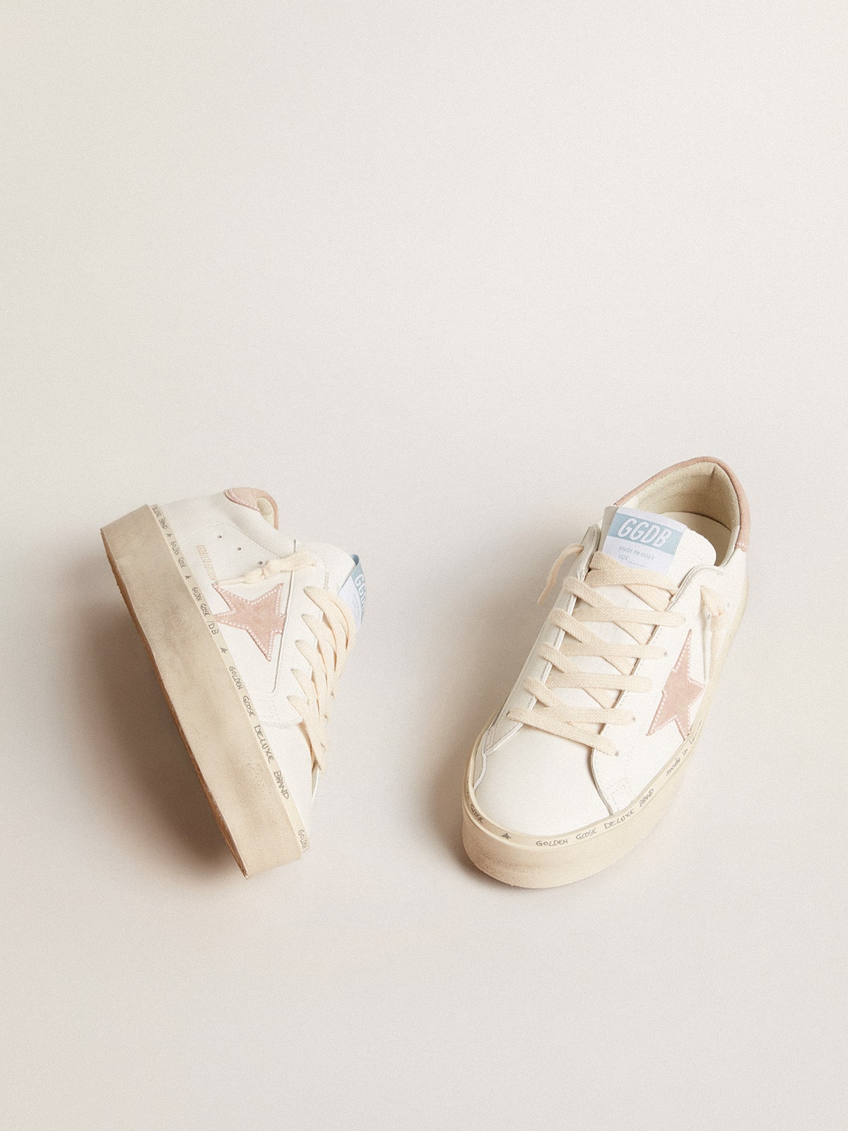 Women's Hi Star LTD with old rose suede star and heel tab with pearls| Golden Goose