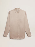 Boyfriend shirt in powder-pink viscose| Golden Goose