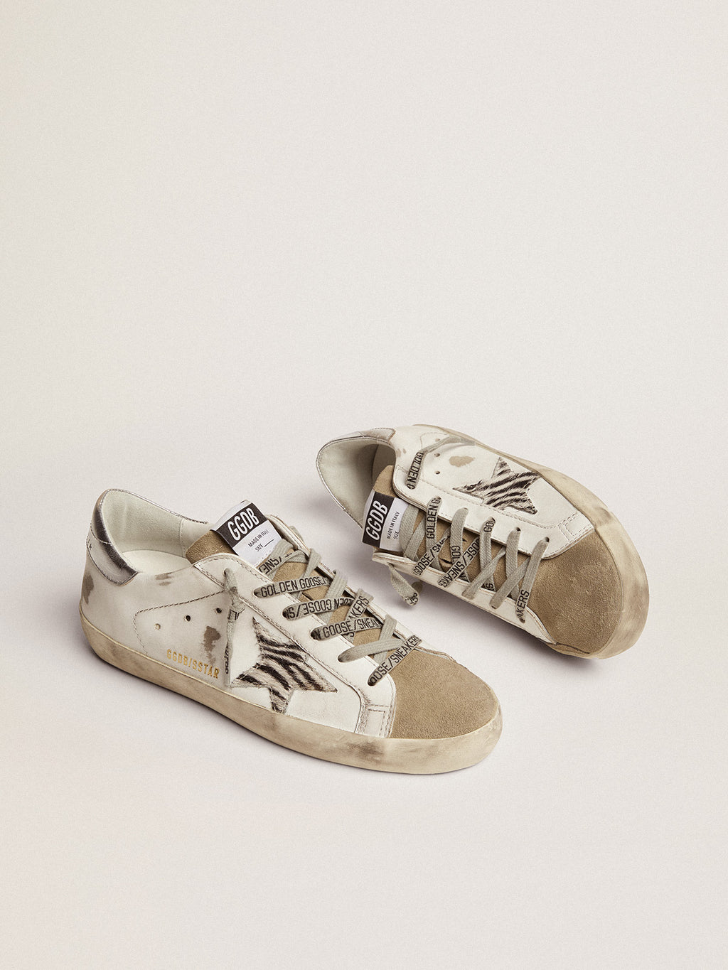 Women's Super-Star with zebra print pony skin star| Golden Goose