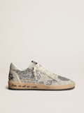 Women's Ball Star in silver glitter with ice-gray suede inserts| Golden Goose