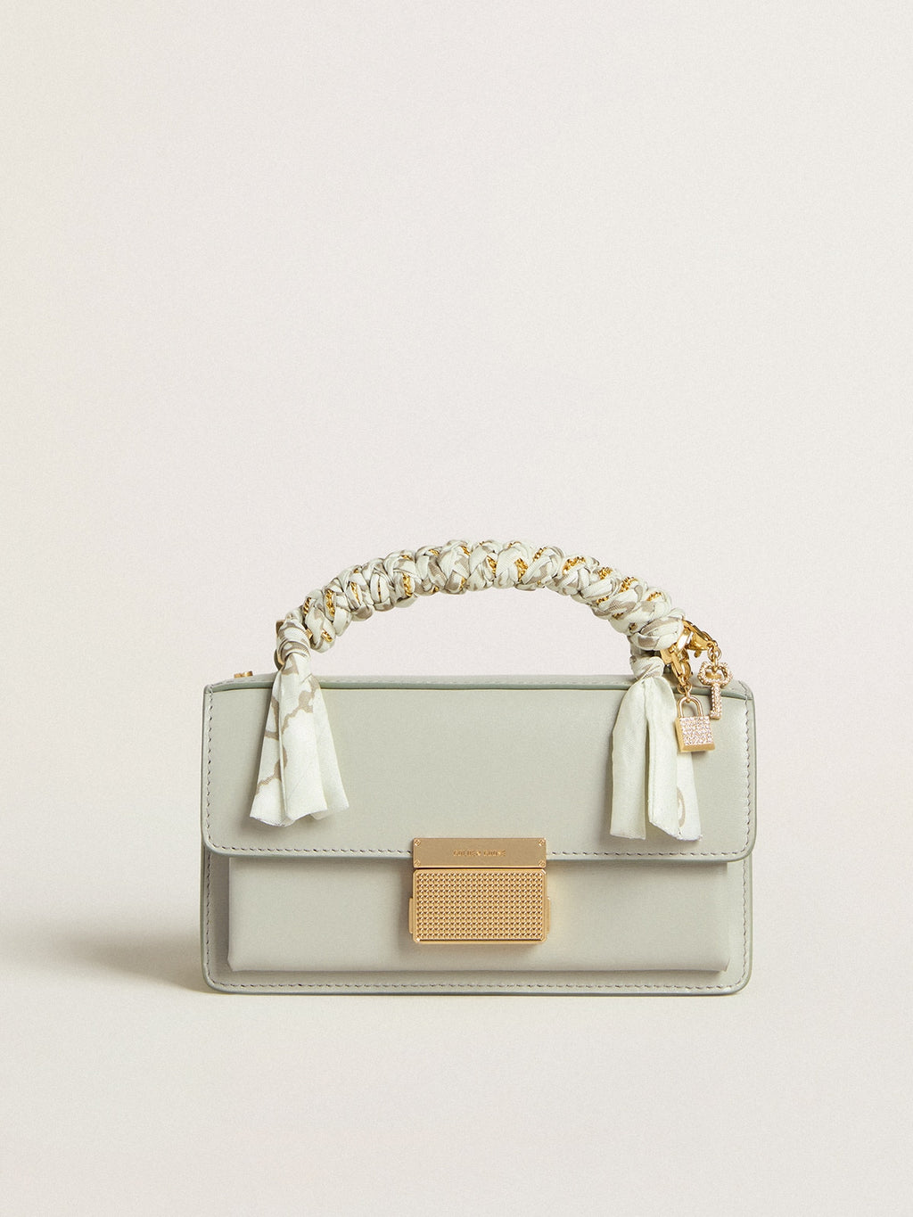 Small Venezia Bag in mineral-gray boarded leather with gold details| Golden Goose
