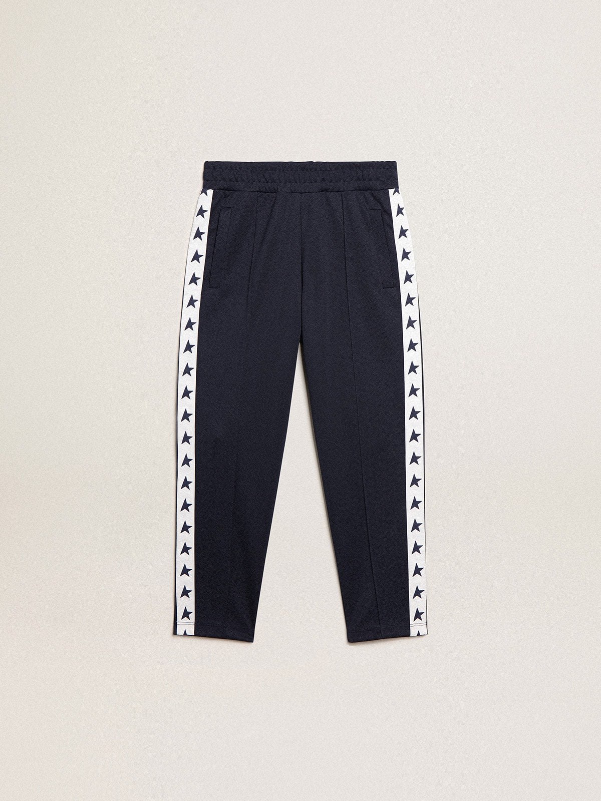 Dark blue joggers with white strip and contrasting stars| Golden Goose
