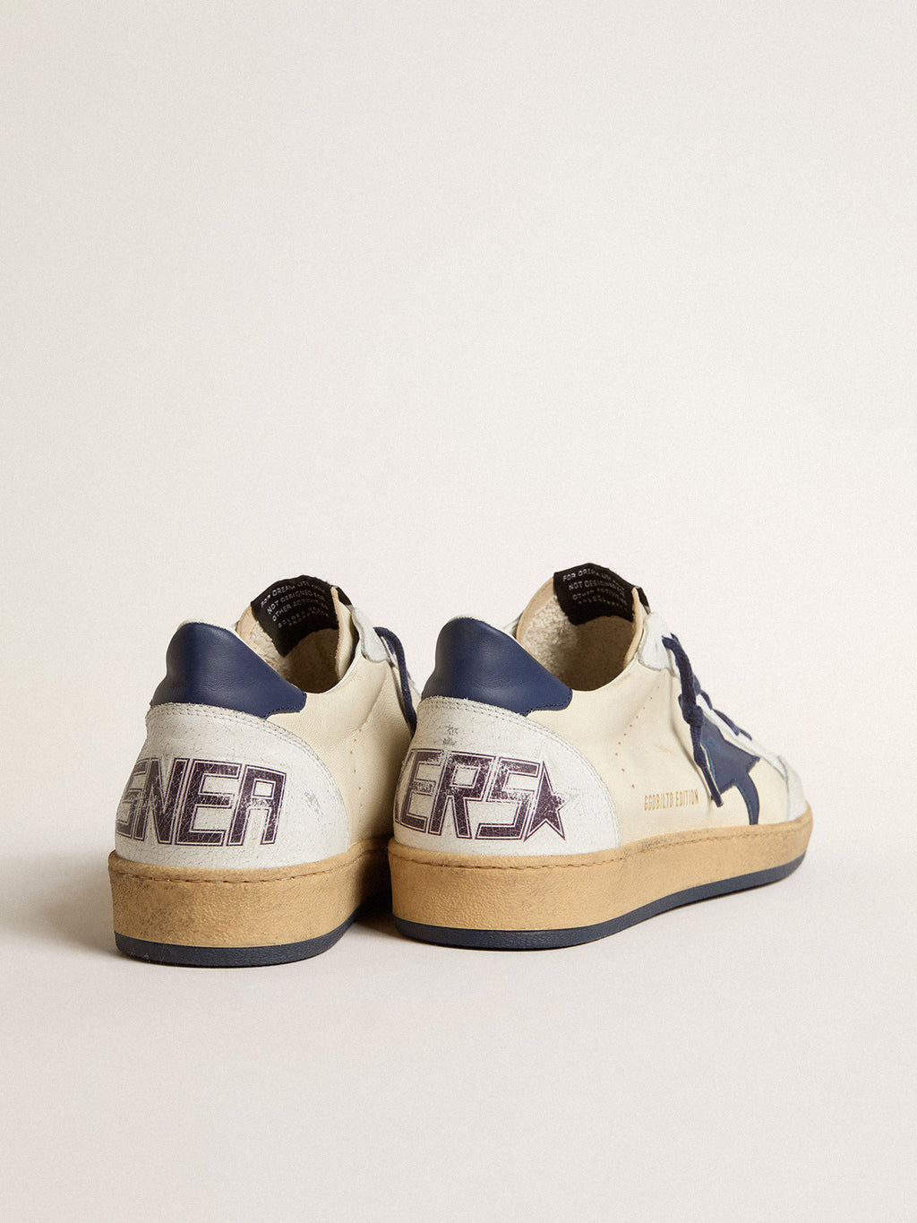 Ball Star LTD in cream nappa with blue leather star and heel tab| Golden Goose