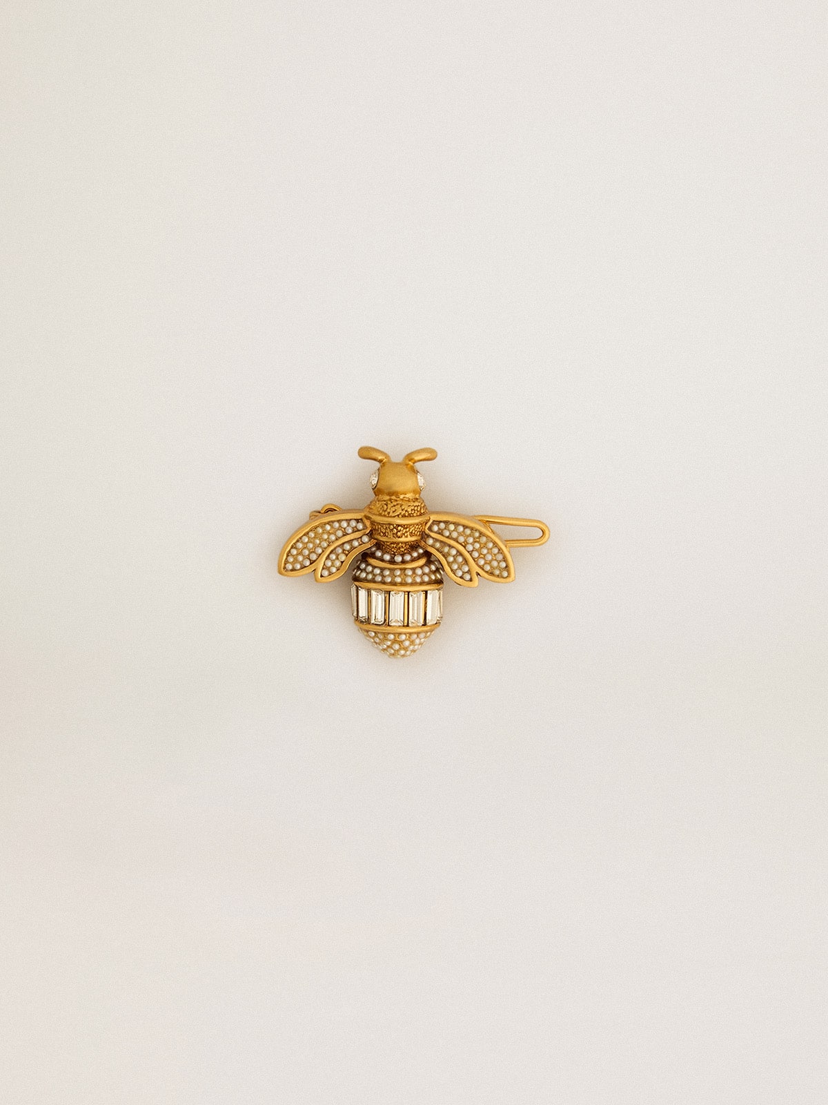 Bee-shaped lace tag in antique gold color with crystals| Golden Goose