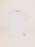 Women's white T-shirt with distressed treatment| Golden Goose