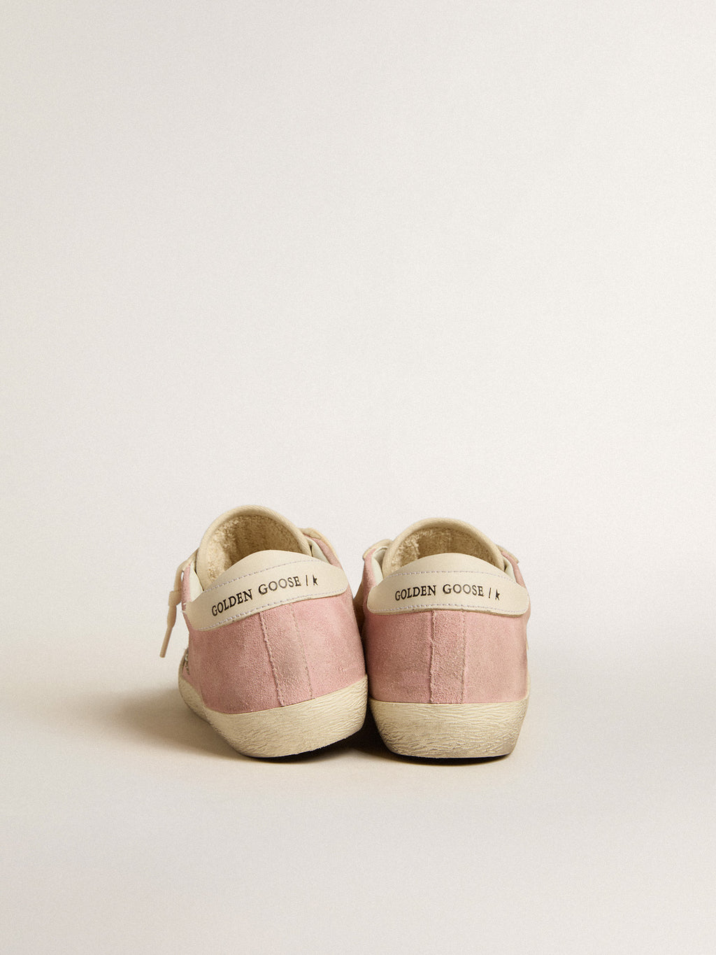 Super-Star LTD in pink and pearl suede with platinum glitter star| Golden Goose