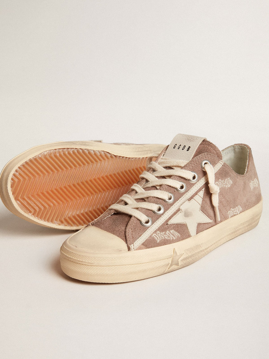 Women's V-Star in dove-gray suede with light gray leather star| Golden Goose