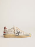 Ball Star LTD with glitter star and pink suede heel tab| Golden Goose