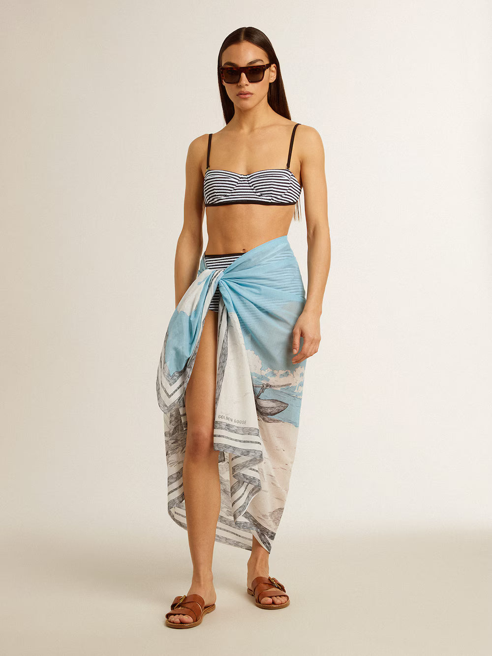 Balcony bikini with irregular stripes| Golden Goose