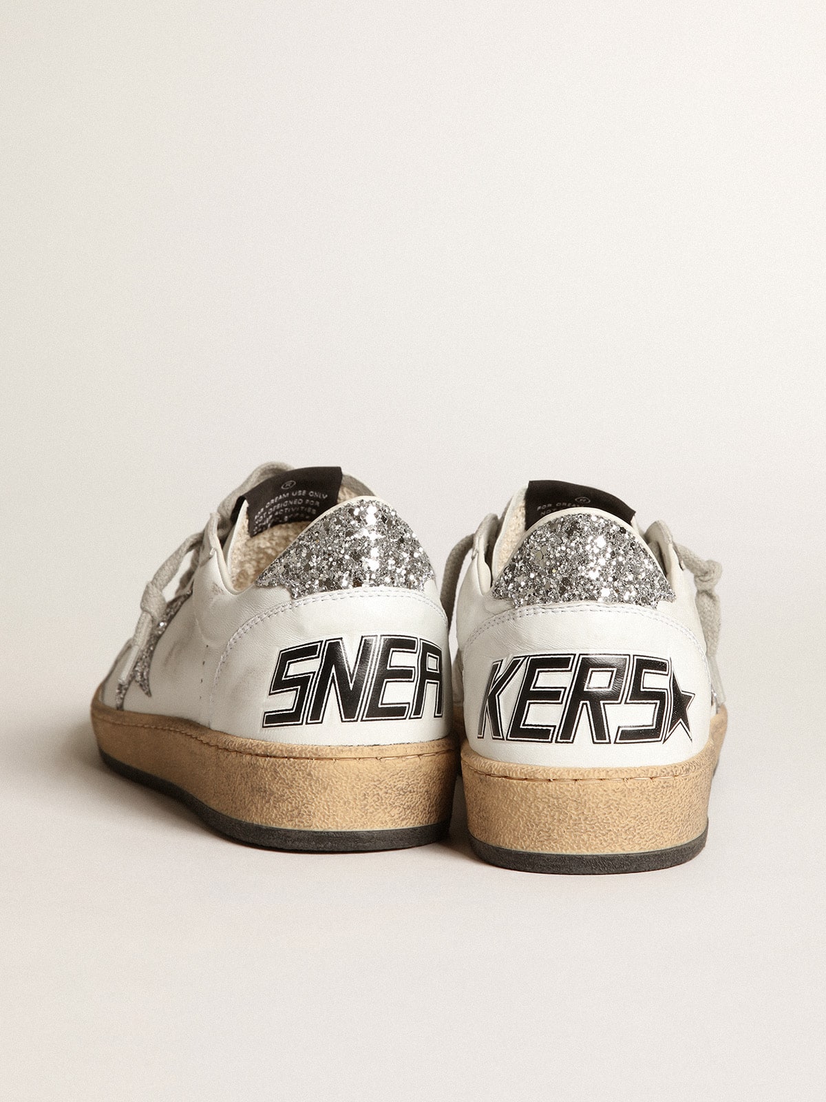 Women's Ball Star in nappa with white star and glitter heel tab| Golden Goose
