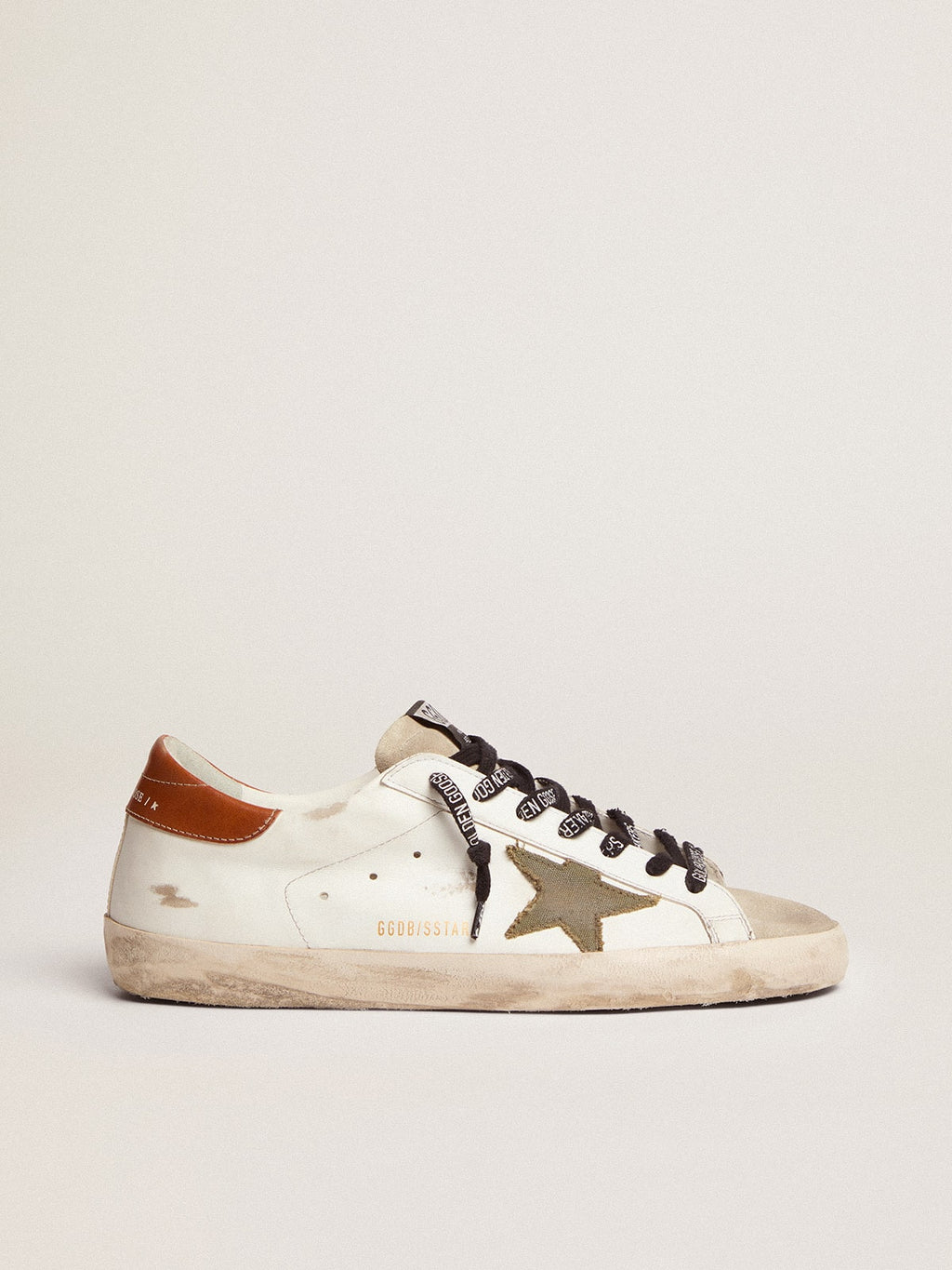 Men's Super-Star with star in olive green canvas| Golden Goose