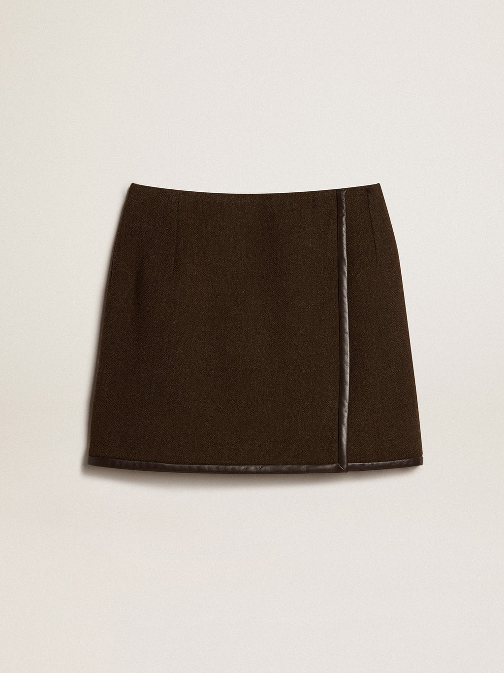 Bark-colored wool miniskirt| Golden Goose