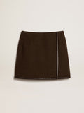 Bark-colored wool miniskirt| Golden Goose