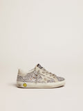 Junior Super-Star with silver glitter and suede details| Golden Goose