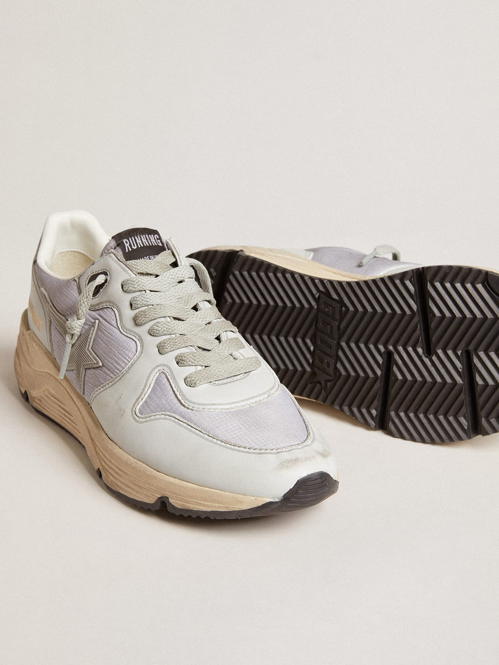 Running Sole in nylon and nappa with rubber star and leather heel tab| Golden Goose