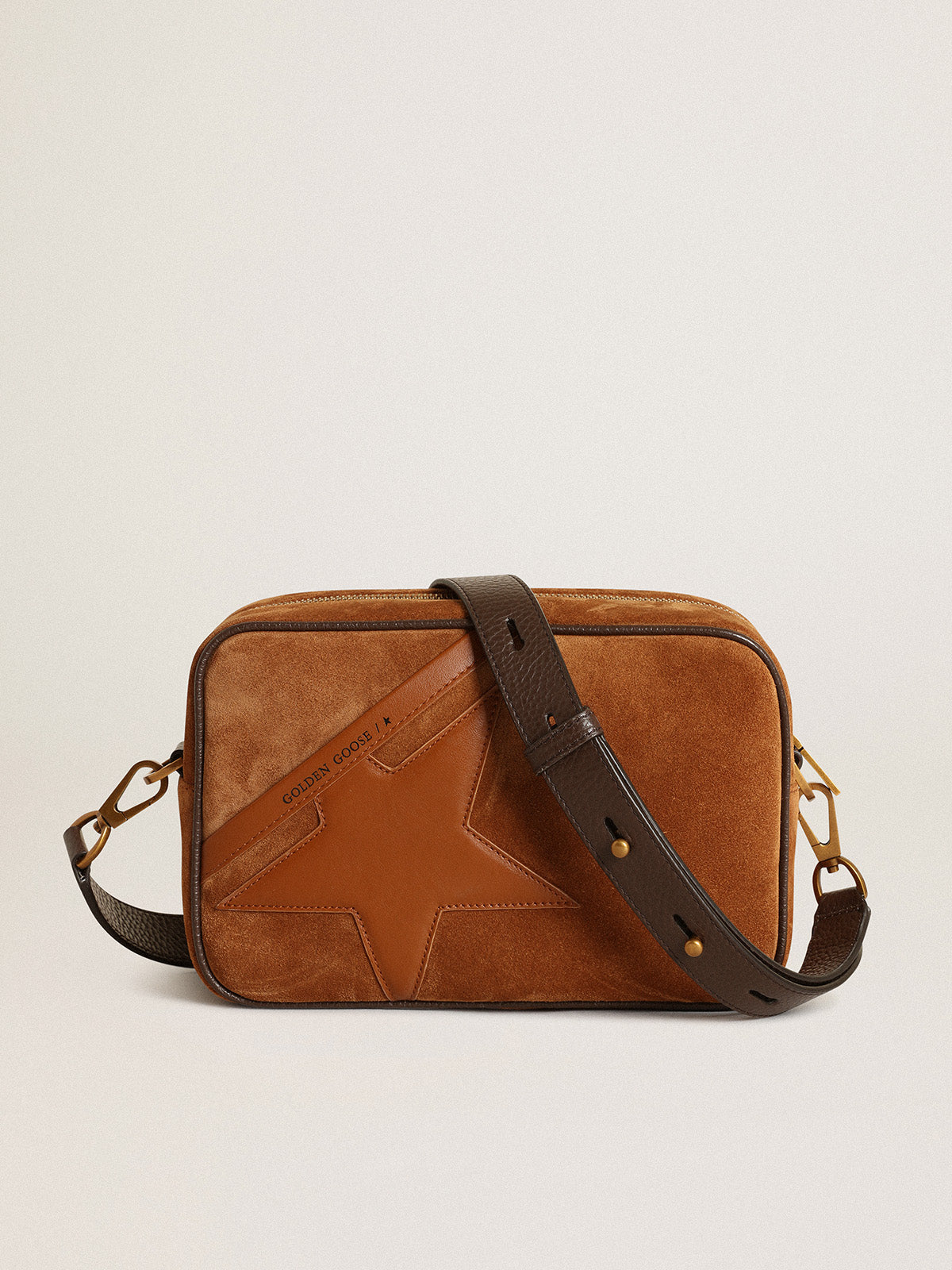 Star Bag in tobacco-colored suede with tone-on-tone leather star| Golden Goose