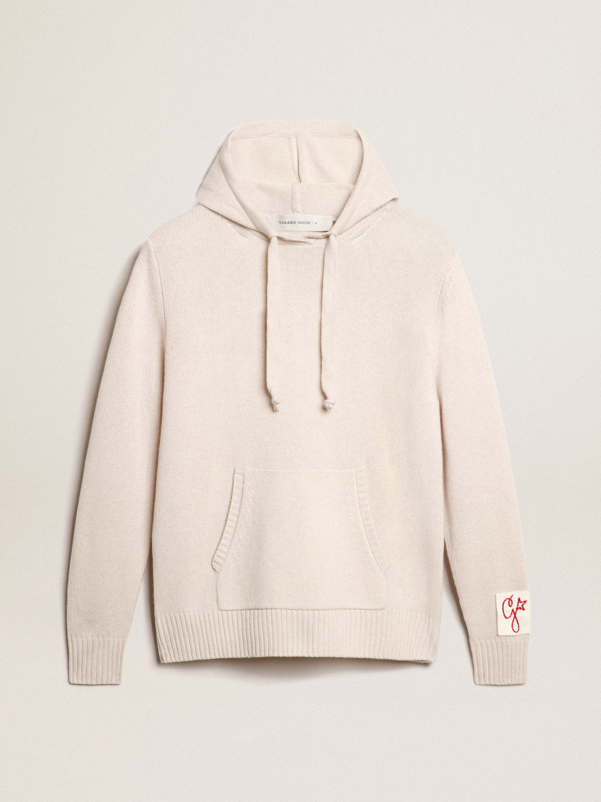 Women's white cashmere blend sweatshirt with hood| Golden Goose