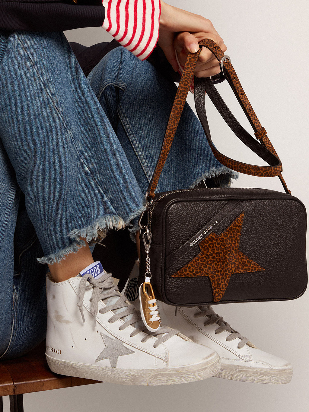 Women's Francy leather with suede star| Golden Goose