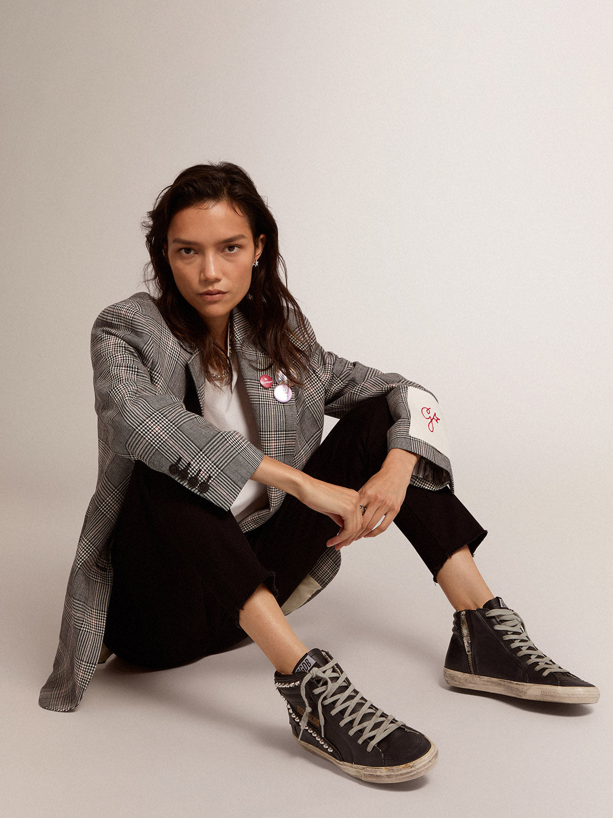 Women's Slide high-top sneakers with studs| Golden Goose
