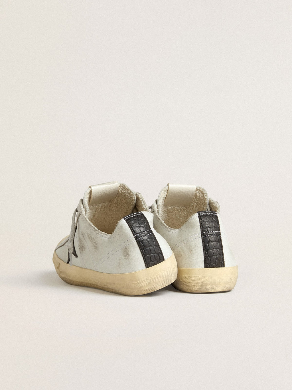 V-Star in leather with black crocodile-print leather star and heel tab| Golden Goose