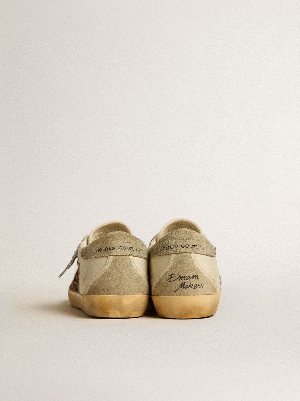 Women's Super-Star LTD in leather and pony skin with dove-gray suede star and heel tab| Golden Goose