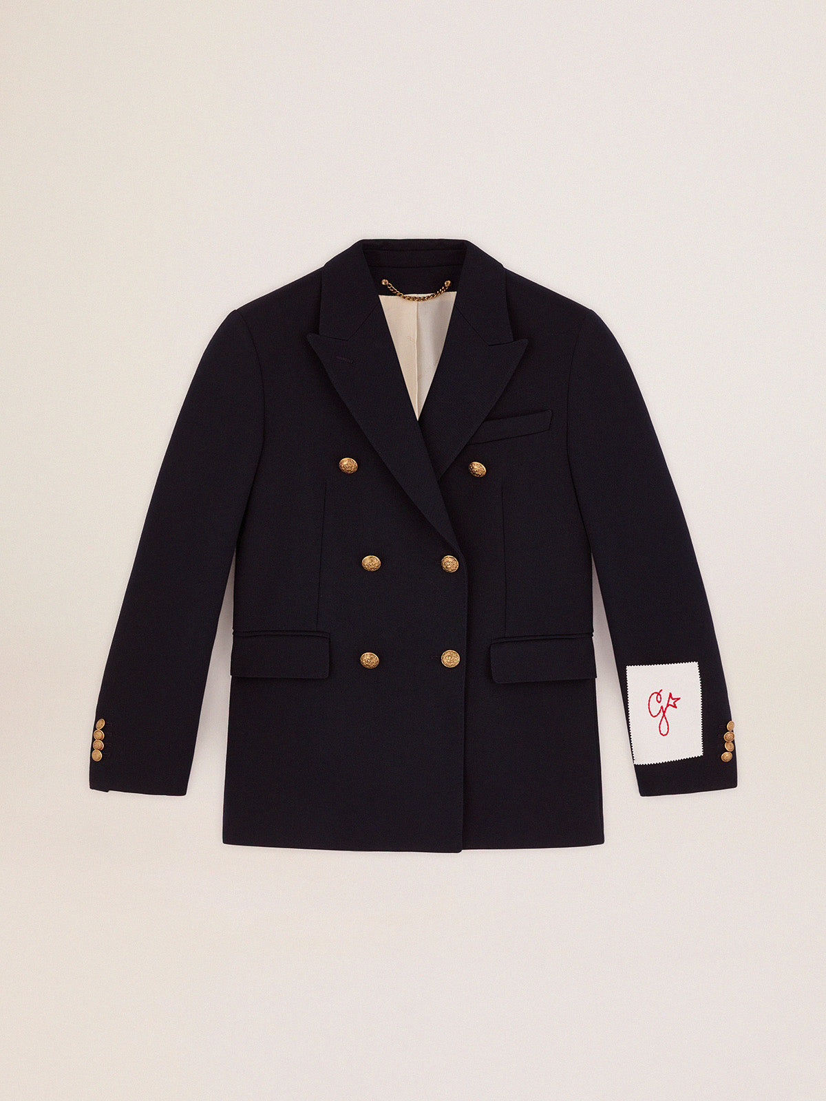 Women's double-breasted blue blazer| Golden Goose