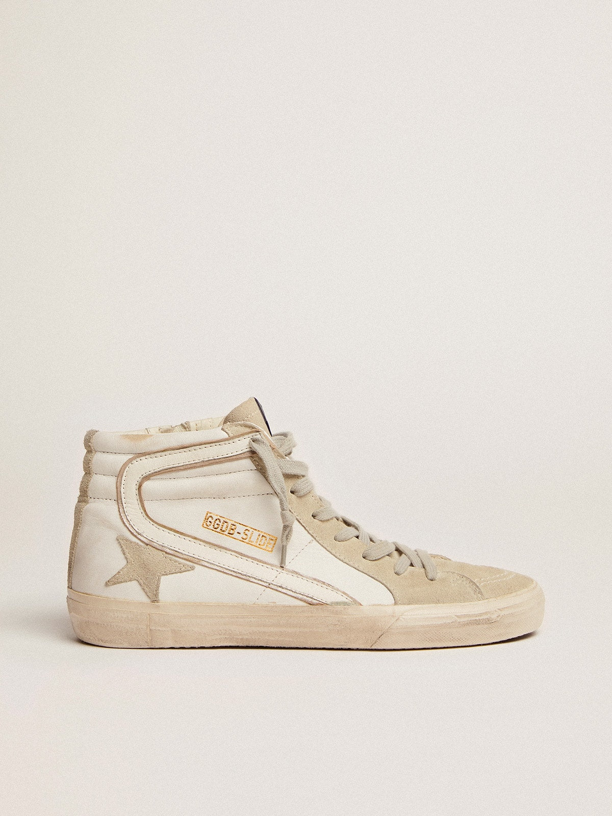 Men's Slide in leather with suede details| Golden Goose