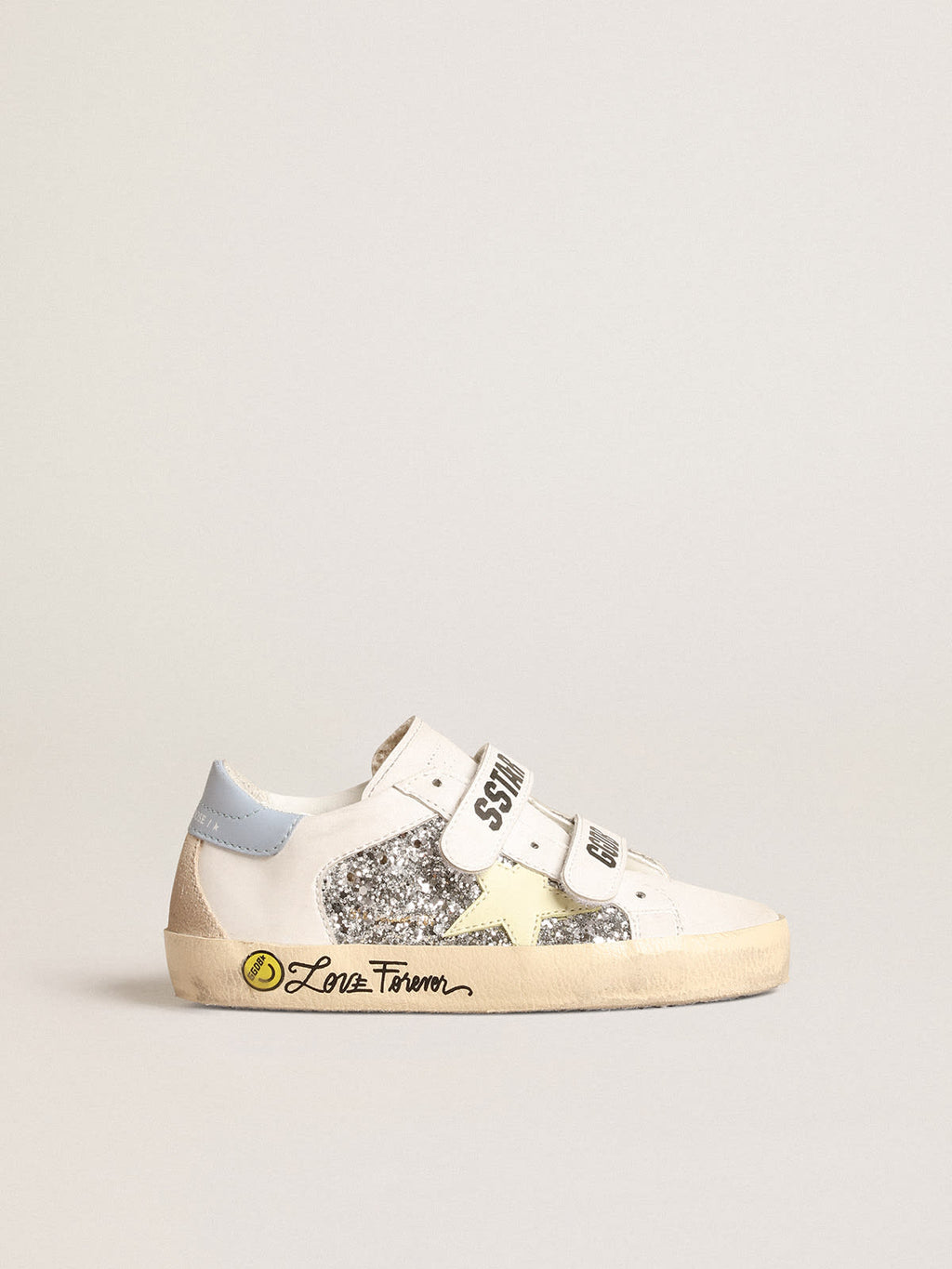 Bio-based Old School Junior with yellow star and glitter inserts| Golden Goose