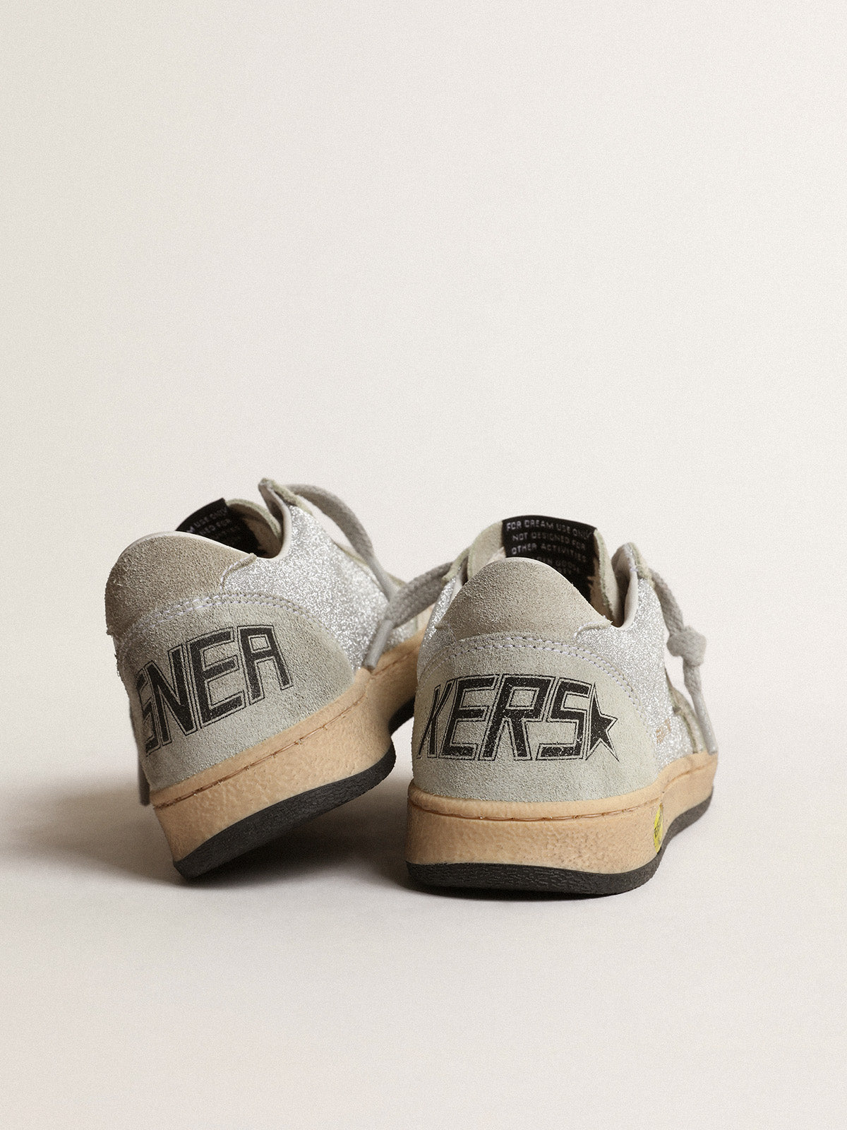 Ball Star Young in glitter with ice-gray suede inserts| Golden Goose