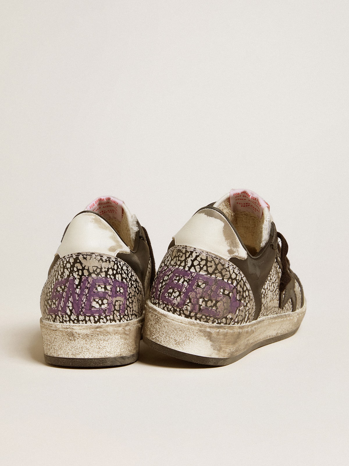 Men's Ball Star in elephant-print leather with black leather star| Golden Goose