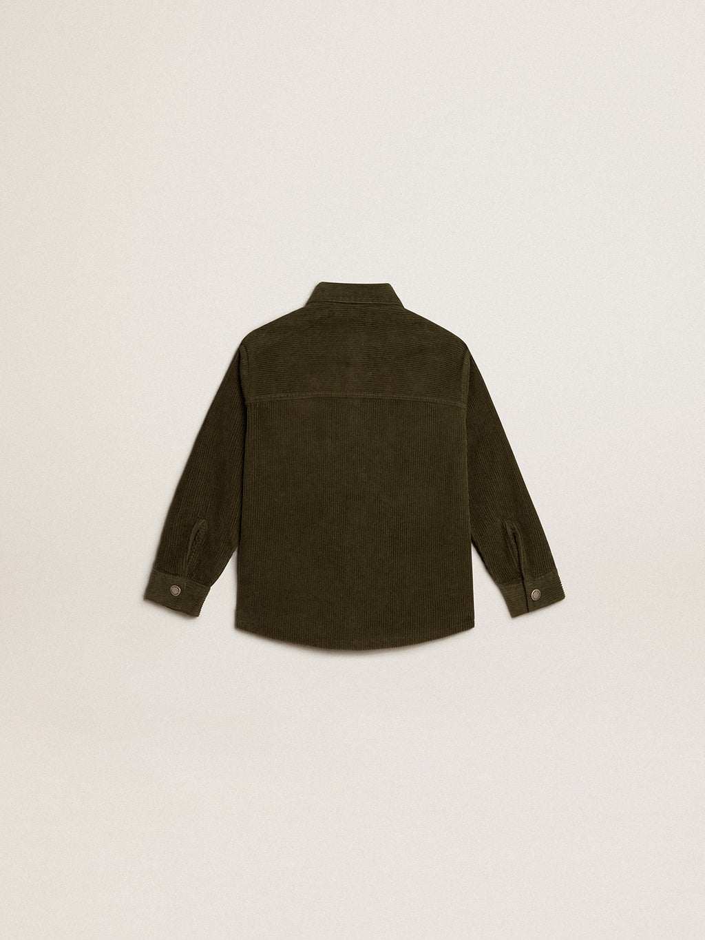 Boys' dark green shirt in velvet-effect cotton| Golden Goose