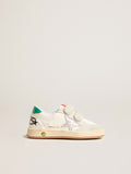 Junior Ball Star with silver star and green suede heel tab| Golden Goose