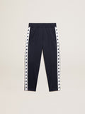 Dark blue joggers with white strip and contrasting stars| Golden Goose