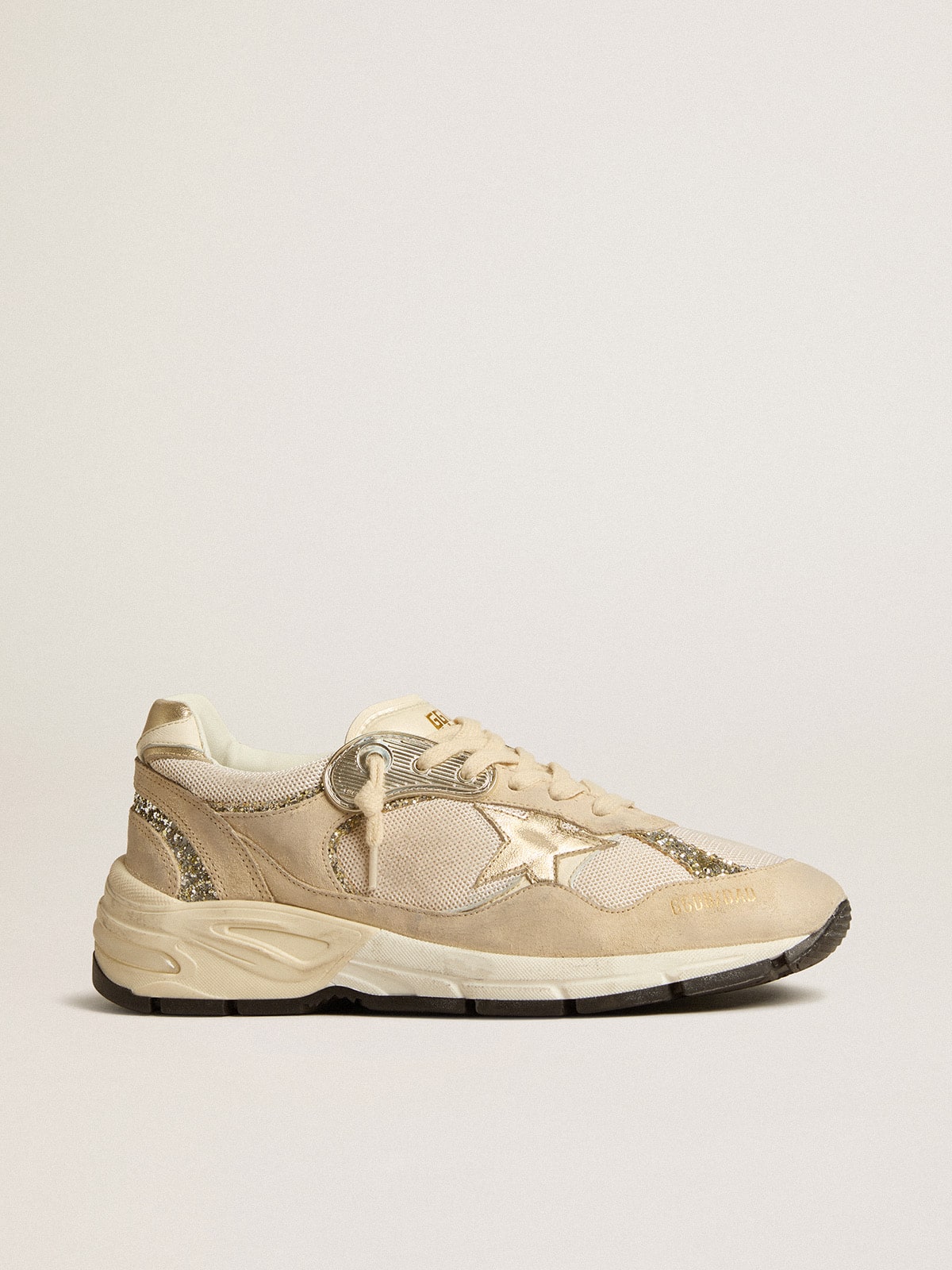 Dad-Star in pearl mesh and suede with platinum leather star and heel tab| Golden Goose
