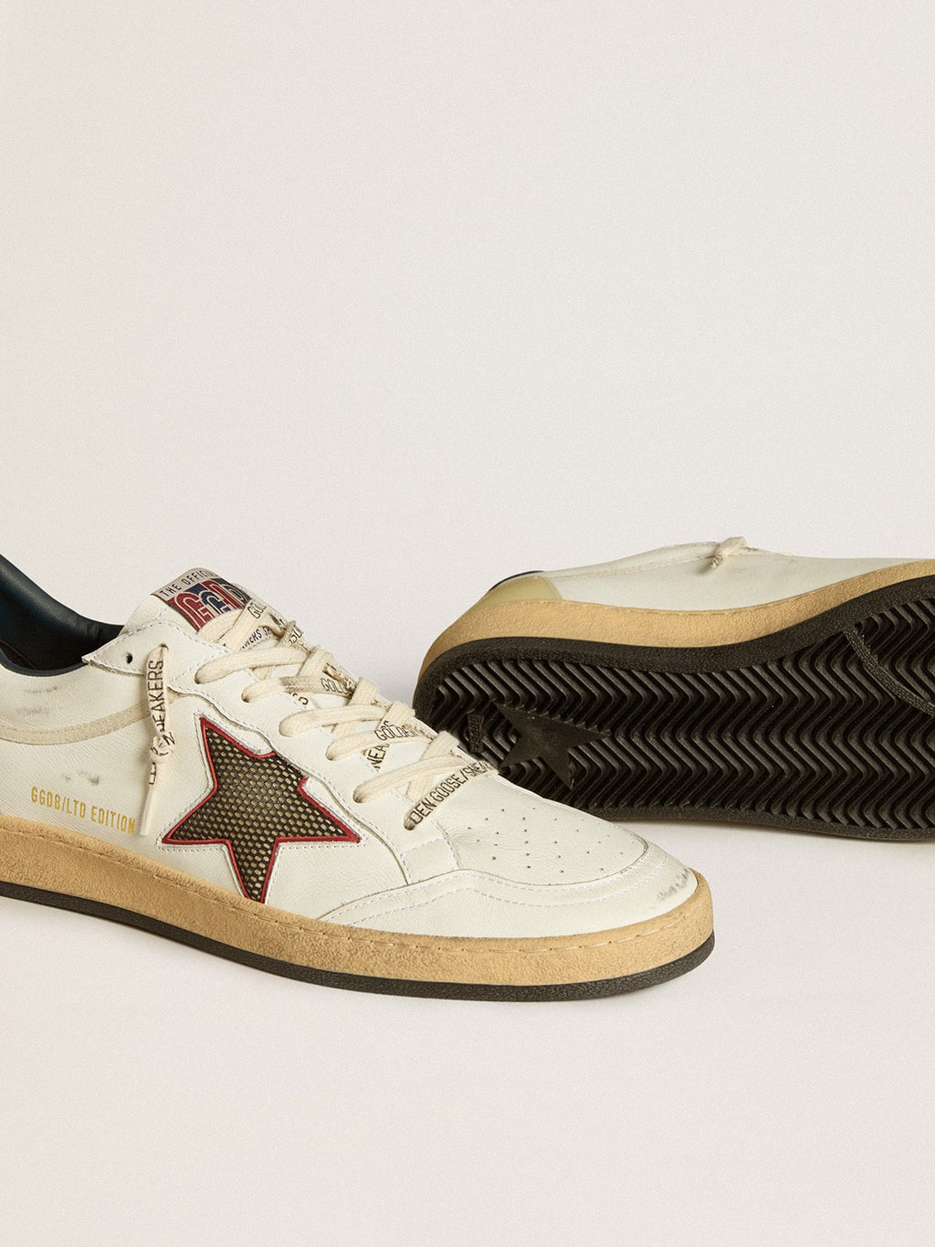 Men's Ball Star LTD with mesh star and midnight blue leather heel tab| Golden Goose