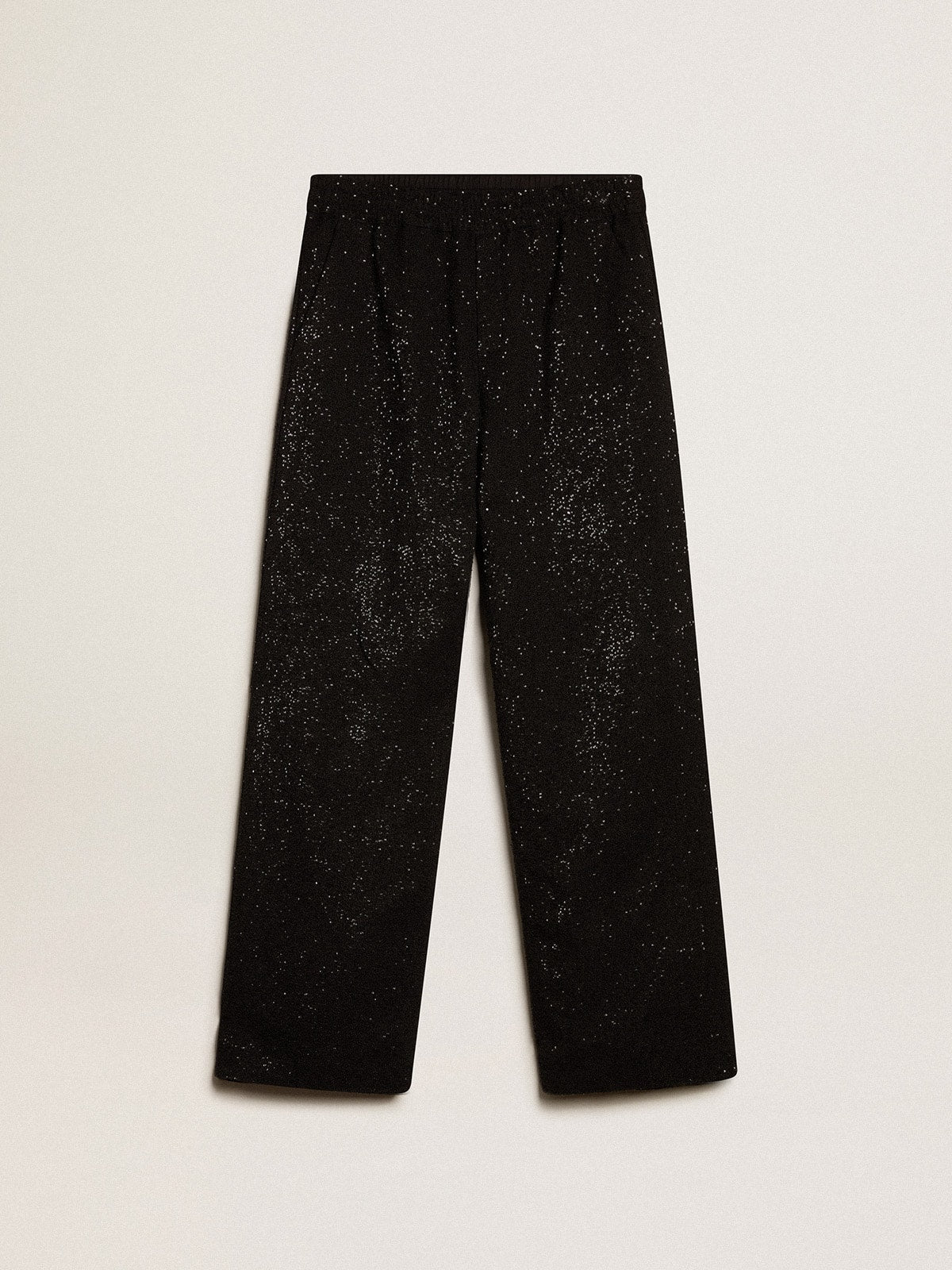 Men's black joggers in linen blend with sequins| Golden Goose