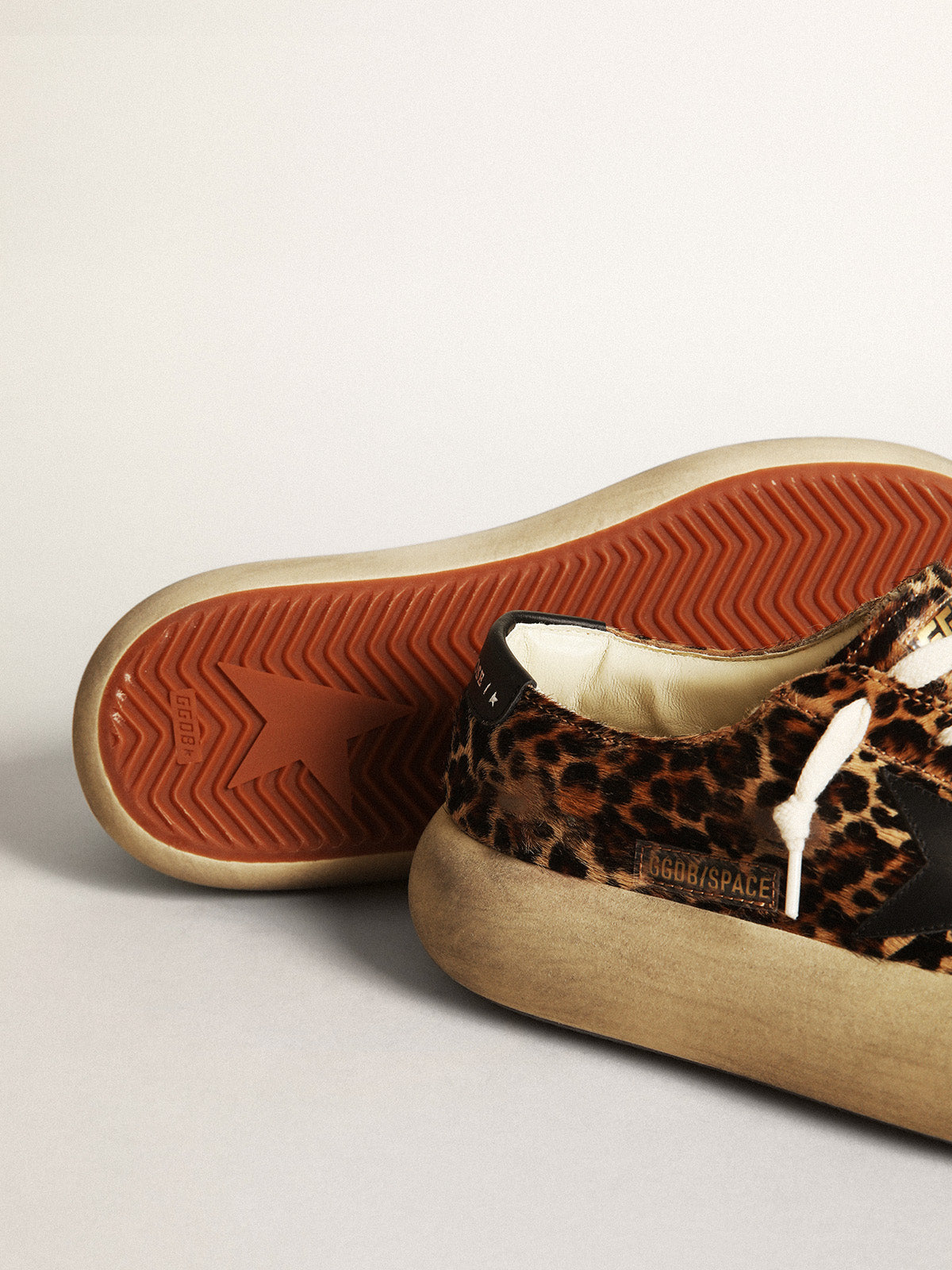 Women's Space-Star in leopard print pony skin with black star| Golden Goose