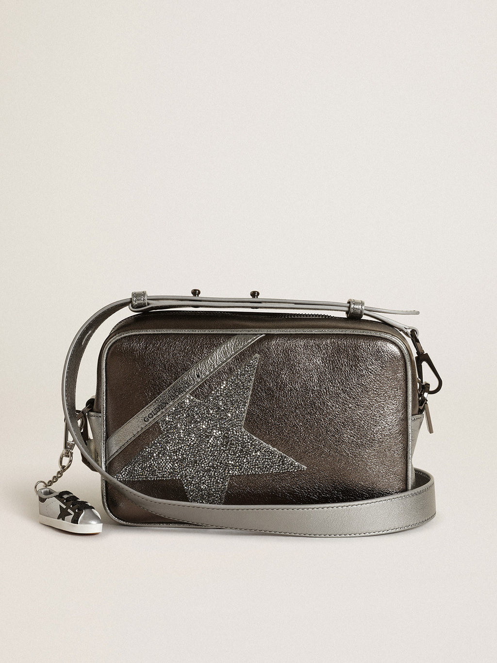 Women's Star Bag in silver leather with Swarovski crystal star| Golden Goose