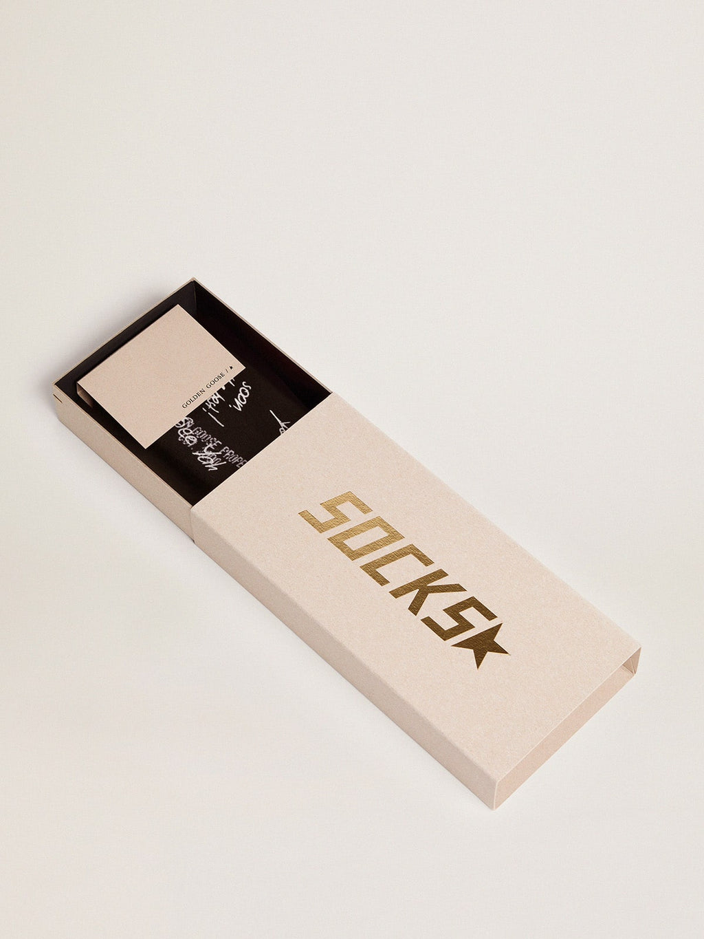 Black socks with white Golden Statement lettering| Golden Goose