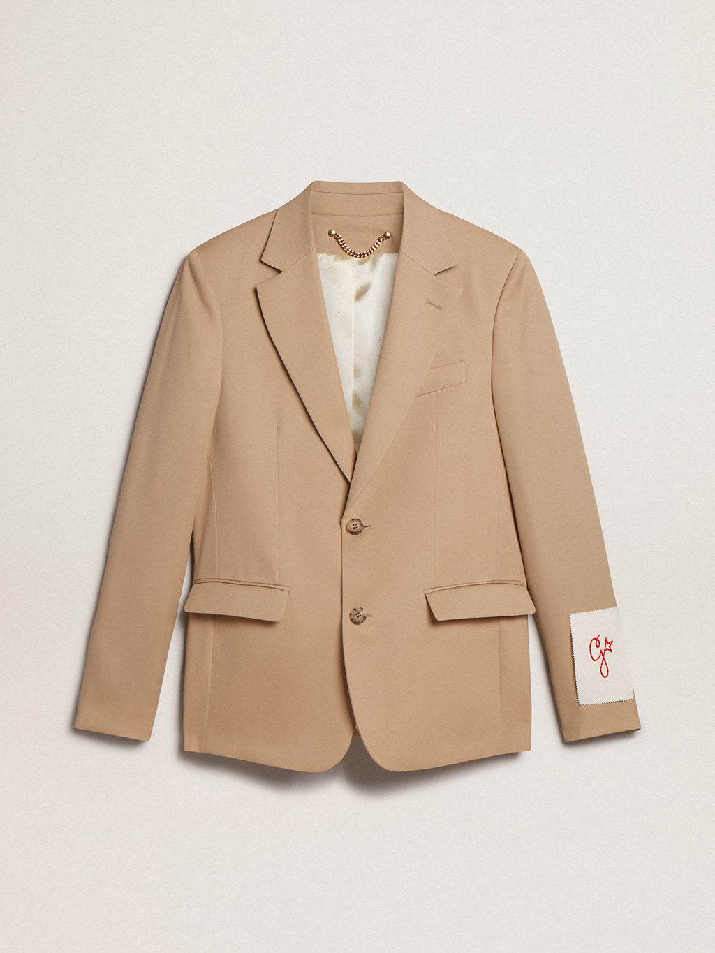 Single-breasted blazer in sand with horn buttons| Golden Goose