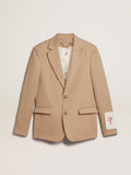 Single-breasted blazer in sand with horn buttons| Golden Goose