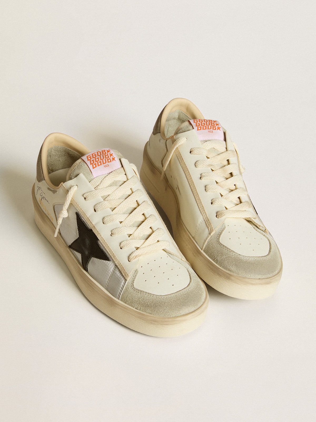 Men's Stardan in leather and nylon with black leather star and nubuck heel tab| Golden Goose