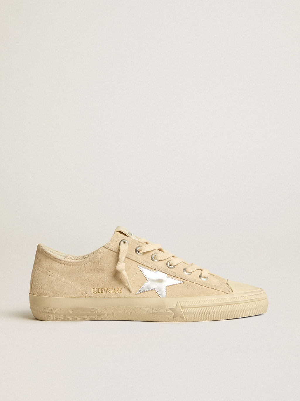 Men's V-Star in pearl suede with silver metallic leather star| Golden Goose