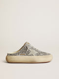Women's Space-Star Sabot in glitter with ice-gray star and tab| Golden Goose