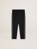Men's black joggers with white stars on the sides| Golden Goose