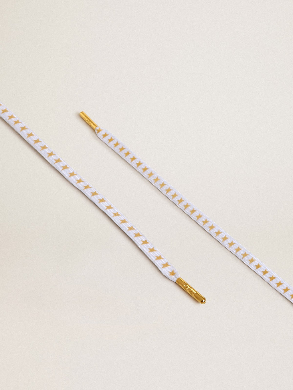 White cotton laces with contrasting gold stars| Golden Goose