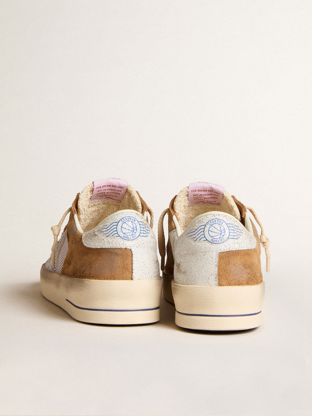 Stardan LTD in tobacco suede and mesh with blue star and leather heel tab| Golden Goose